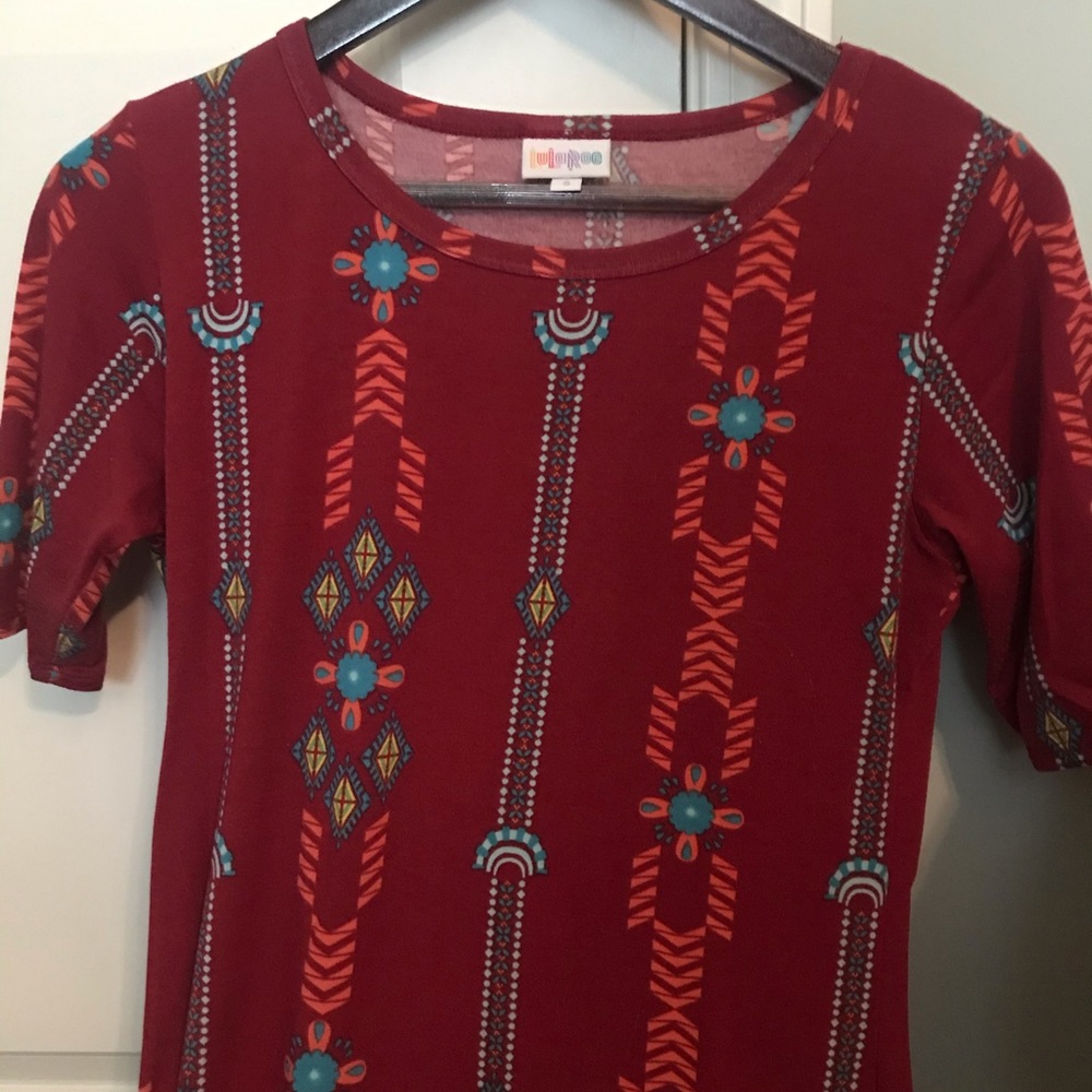 Red Western Print Lularoe Bodyhugging T-Shirt Dress